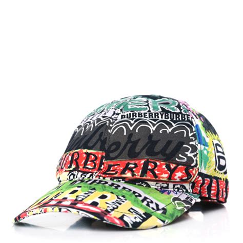 BURBERRY Cotton Graffiti Print Archive Logo Baseball Cap